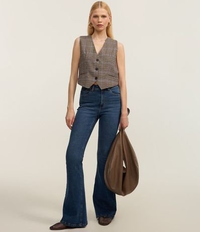 Chaleco con Botones y Estampa de Cuadros 2