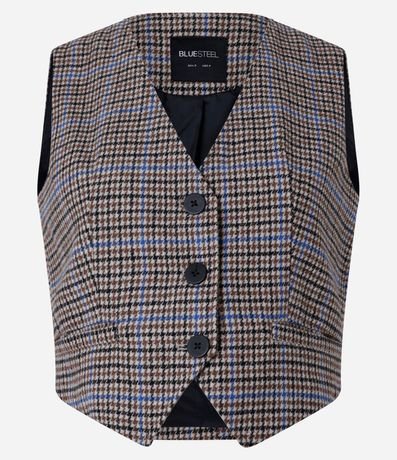 Chaleco con Botones y Estampa de Cuadros 5
