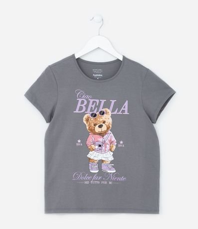 Remera Infantil con Estampa Osita Fashion - Tam  5 a 14 años