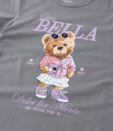 Remera Infantil con Estampa Osita Fashion - Tam  5 a 14 años 3
