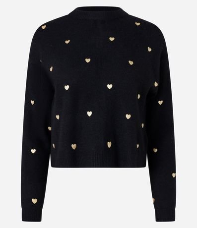 Suéter en Punto con Sisa Deslocada y Estampa Corazones 4