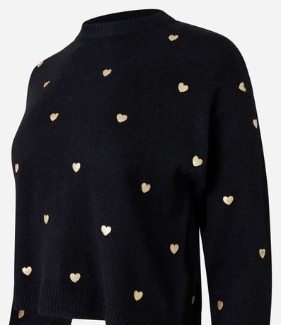 Suéter en Punto con Sisa Deslocada y Estampa Corazones 5