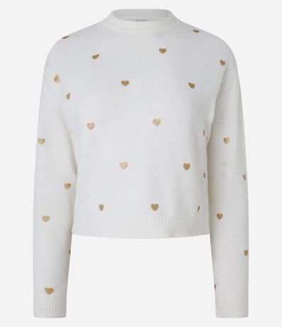Suéter en Punto con Sisa Deslocada y Estampa Corazones 4