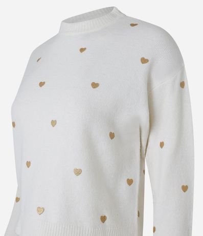 Suéter en Punto con Sisa Deslocada y Estampa Corazones 5