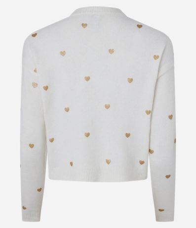 Suéter en Punto con Sisa Deslocada y Estampa Corazones 6