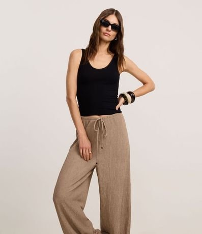 Pantalón Wide Leg con Textura y Elástico en la Cintura 2