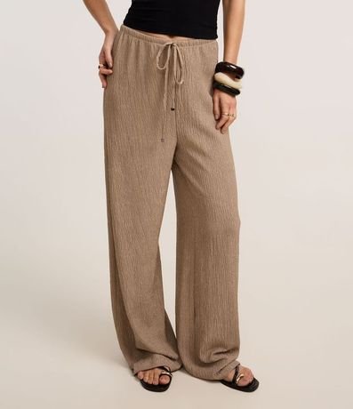 Pantalón Wide Leg con Textura y Elástico en la Cintura 3