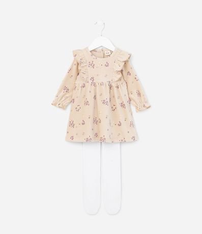 Vestido Infantil Canelado con Volados - Talle 0 a 18 meses