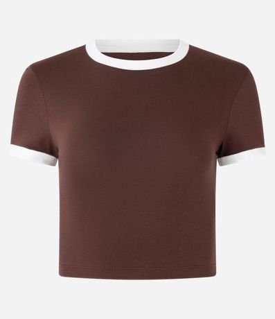 Blusa T-shirt en Algodón con Detalles Contrastantes 4