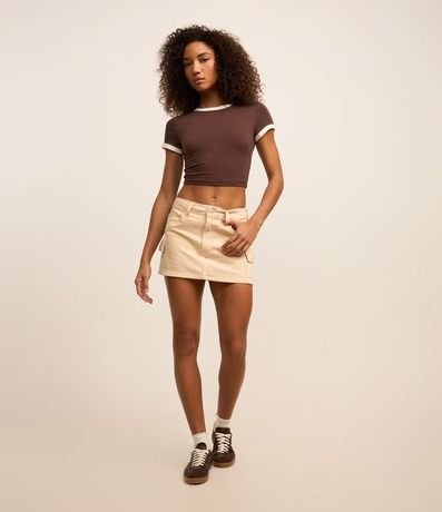 Blusa T-shirt en Algodón con Detalles Contrastantes 2