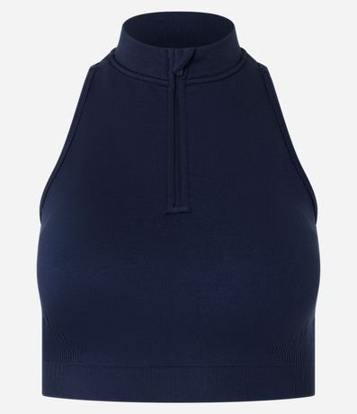 Top Halterneck Deportivo en Poliamida Seamless sin Copa con Cremallera 5