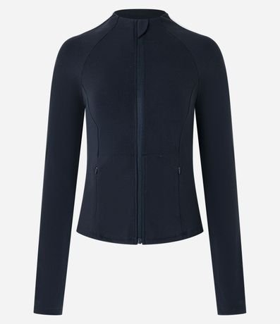 Campera Deportiva Justa en Microfibra con Bolsillos y Raya Contrastante 6