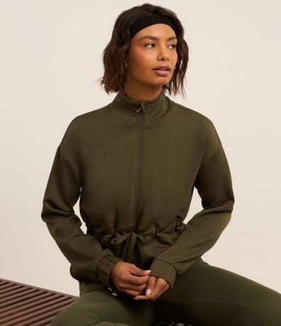 Campera Parka Deportiva en Modal con Cuello Alto