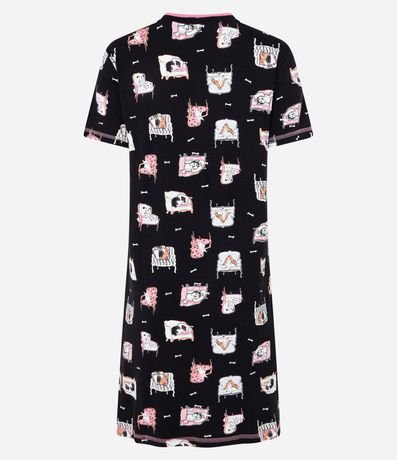 Camisón Corto en Viscosa con Estampa de Mascotas 4