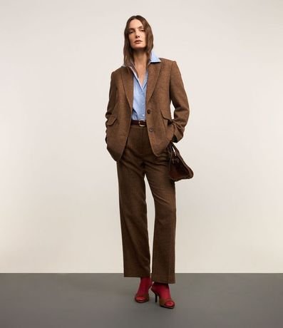 Blazer en Polivelour con Bolsillos y Espinas de Peces