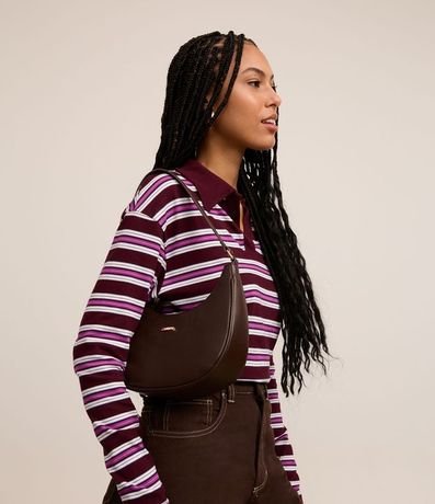 Cartera Baguette Pequeña y Estructurada con Correa de Mano