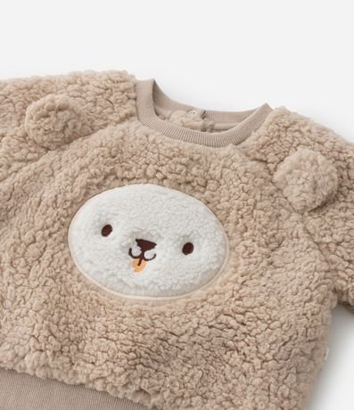 Conjunto Infantil en Sherpa con Bordado Cara de Oso Talle 0 a 18 meses 10