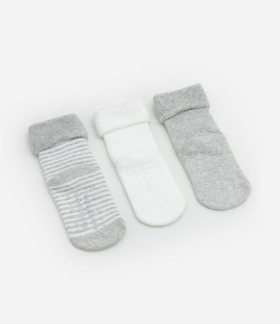 Kit 03 Medias Infantiles Básicas con Bajo Plegado y Antideslizante  - Talle RN a 12 meses 2