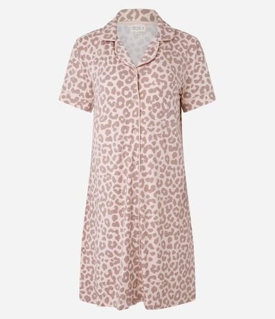 Camisón Manga corta en Viscosa con Estampa Animal Print
