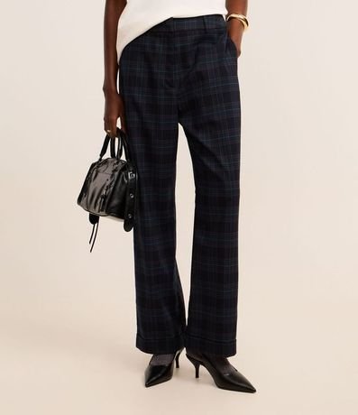 Pantalón Recto en Sastrería de Cuadros y Bajo Italiana 4