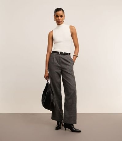 Pantalón Sastrería Reta en Polivelour con Cintura Alta