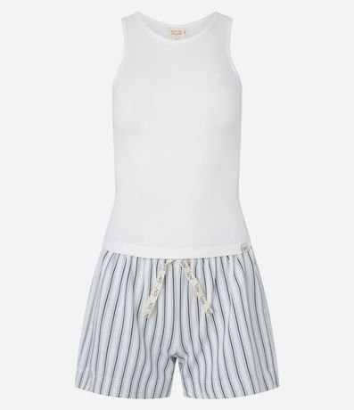 Pijama Short Doll Musculosa y Short con Estampa Rayada 5