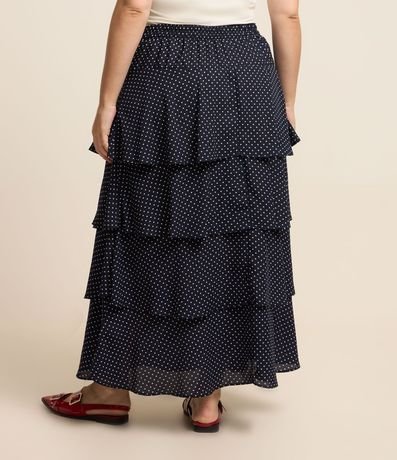 Pollera Midi en Crepé de Lunares con Volados Curve & Plus Size 3