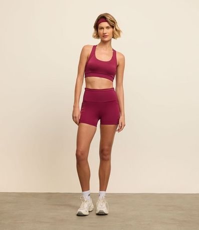 Bermuda Deportiva en Poliamida con Cintura Plegada con Textura