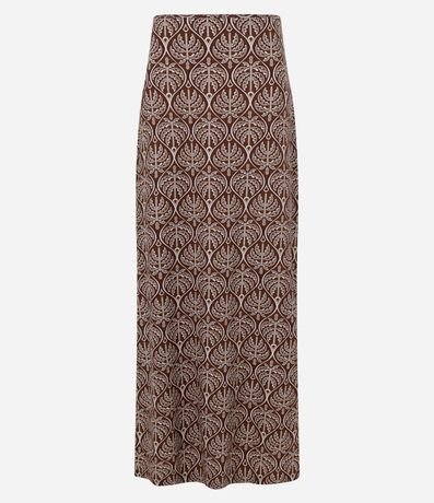 Pollera New Midi en Viscosa y Lino con Estampa Follajes