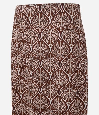 Pollera New Midi en Viscosa y Lino con Estampa Follajes 2