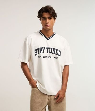 Remera Deportiva Oversized en Algodón con Estampa Lettering