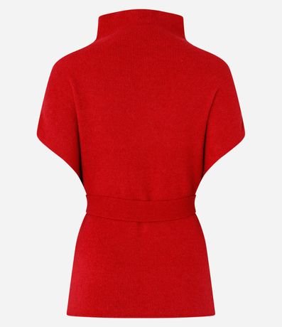 Poncho en Punto con Cuello Alto y Cinturón Lazo 3