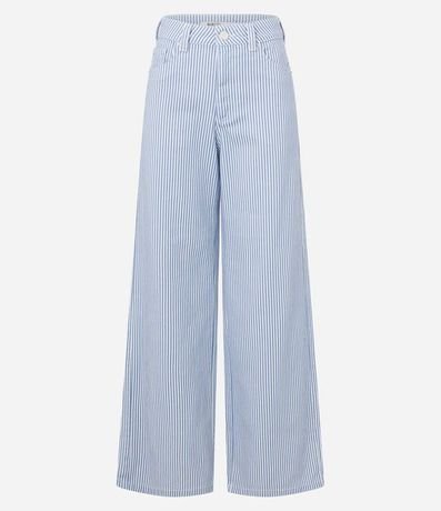 Pantalón Wide Leg Tiro Alto en Sarga con Rayas 5
