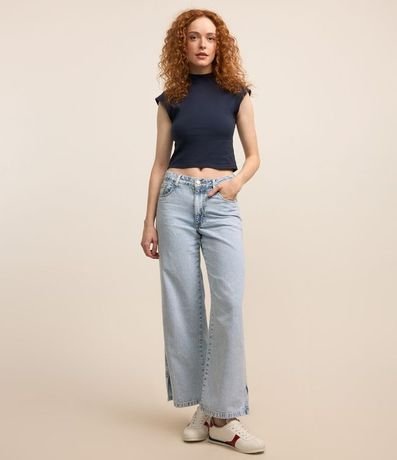 Blusa sin Manga en Algodón y Elastano con Cuello Alto 2