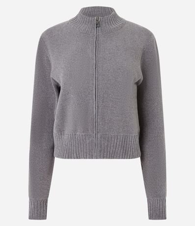 Saco en Punto con Cremallera y Cuello Alto 6