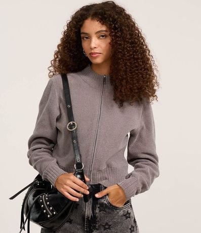 Saco en Punto con Cremallera y Cuello Alto 3