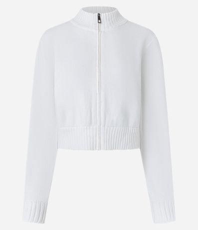 Saco en Punto con Cremallera y Cuello Alto 5