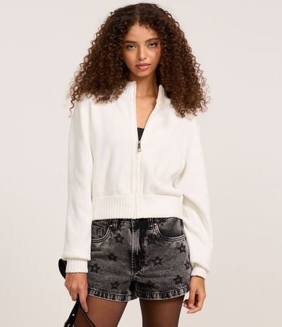 Saco en Punto con Cremallera y Cuello Alto 3