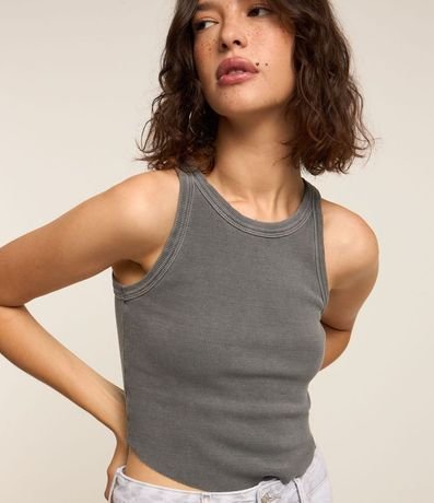 Musculosa en Rib Lavado con Bajo Asimétrico 3
