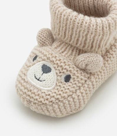 Zapato Infantil en Punto con Bordado de Carita de Oso - Talle 0 a 12 meses 3