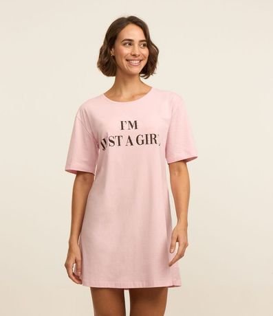 Camisón Manga Corta en Algodón con Estampa Lettering