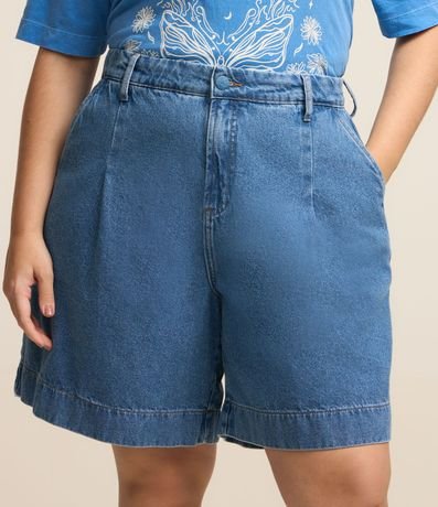 Bermuda en Jeans con Bajo Larga y Pliegue Curve & Plus Size 2