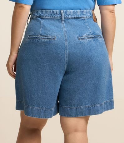 Bermuda en Jeans con Bajo Larga y Pliegue Curve & Plus Size 3