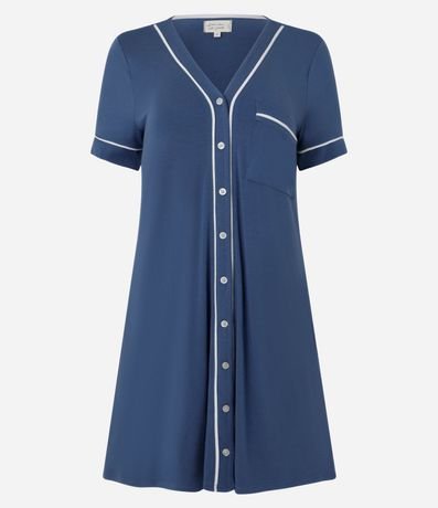 Camisón en Viscosa con Detalles Contrastantes