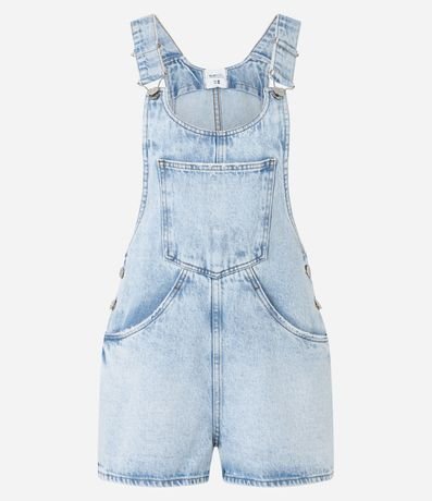 Peto Corto en Jeans Marmorizado con Bolsillo Canguro 4