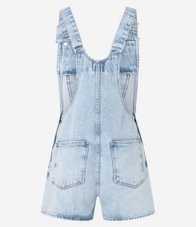 Peto Corto en Jeans Marmorizado con Bolsillo Canguro 5