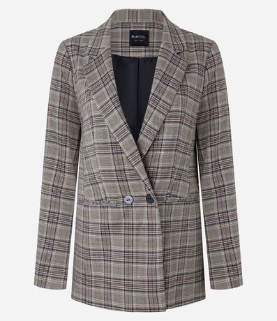 Blazer Alargado en Sastrería de Cuadros con Bolsillo Incorporado 7