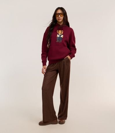 Pantalón Wide Leg en Algodón con Rayas de Riscas de Giz