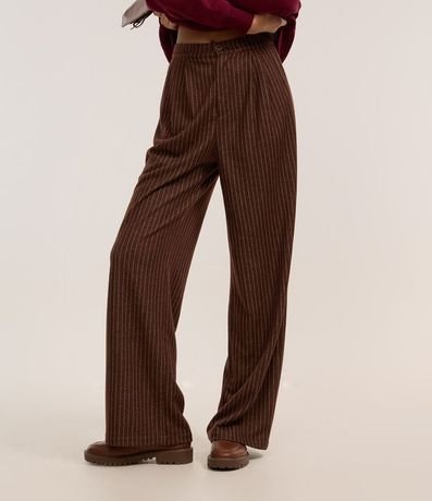 Pantalón Wide Leg en Algodón con Rayas de Riscas de Giz 3