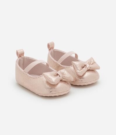 Zapatilla Infantil en Foil con Moña Metalizada - Talle 15 a 19